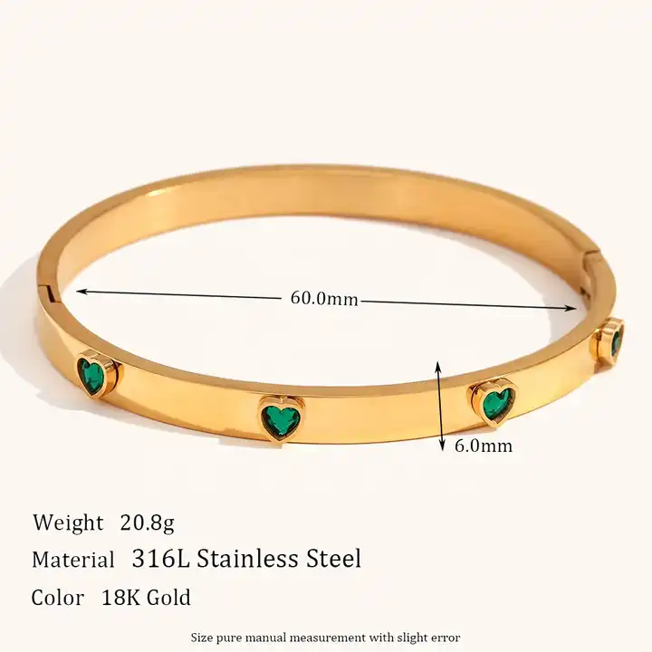 18KT Gold Plated Heart CZ Bangle - Atulya Jewellers
