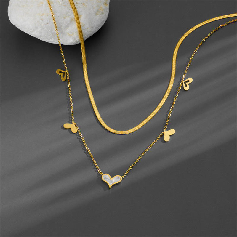 18KT Gold Plated Heart Silk Layered Necklace - Atulya Jewellers