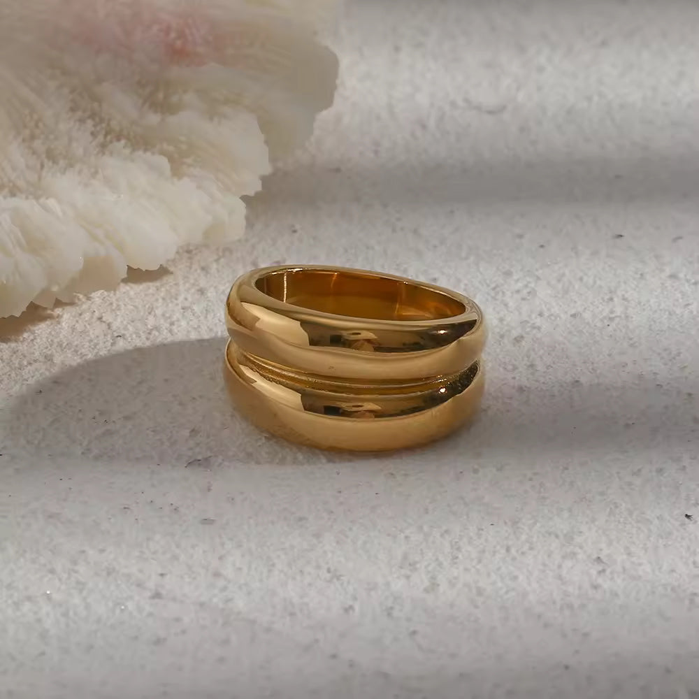 18KT Gold Plated Drum Ring - Atulya Jewellers