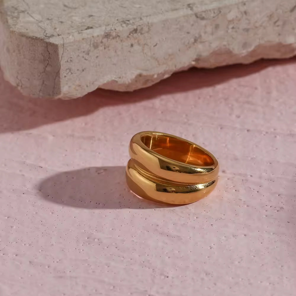 18KT Gold Plated Drum Ring - Atulya Jewellers