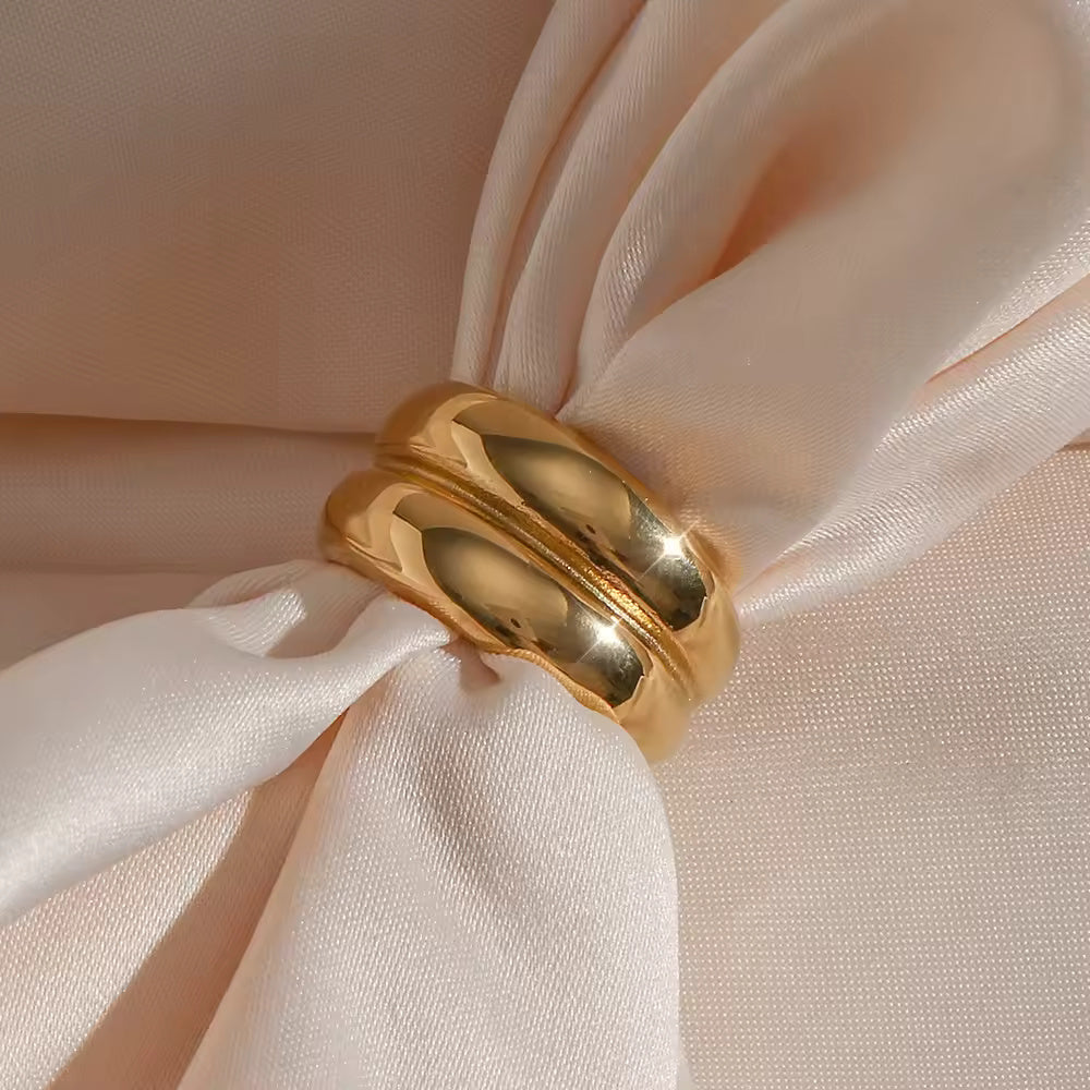 18KT Gold Plated Drum Ring - Atulya Jewellers