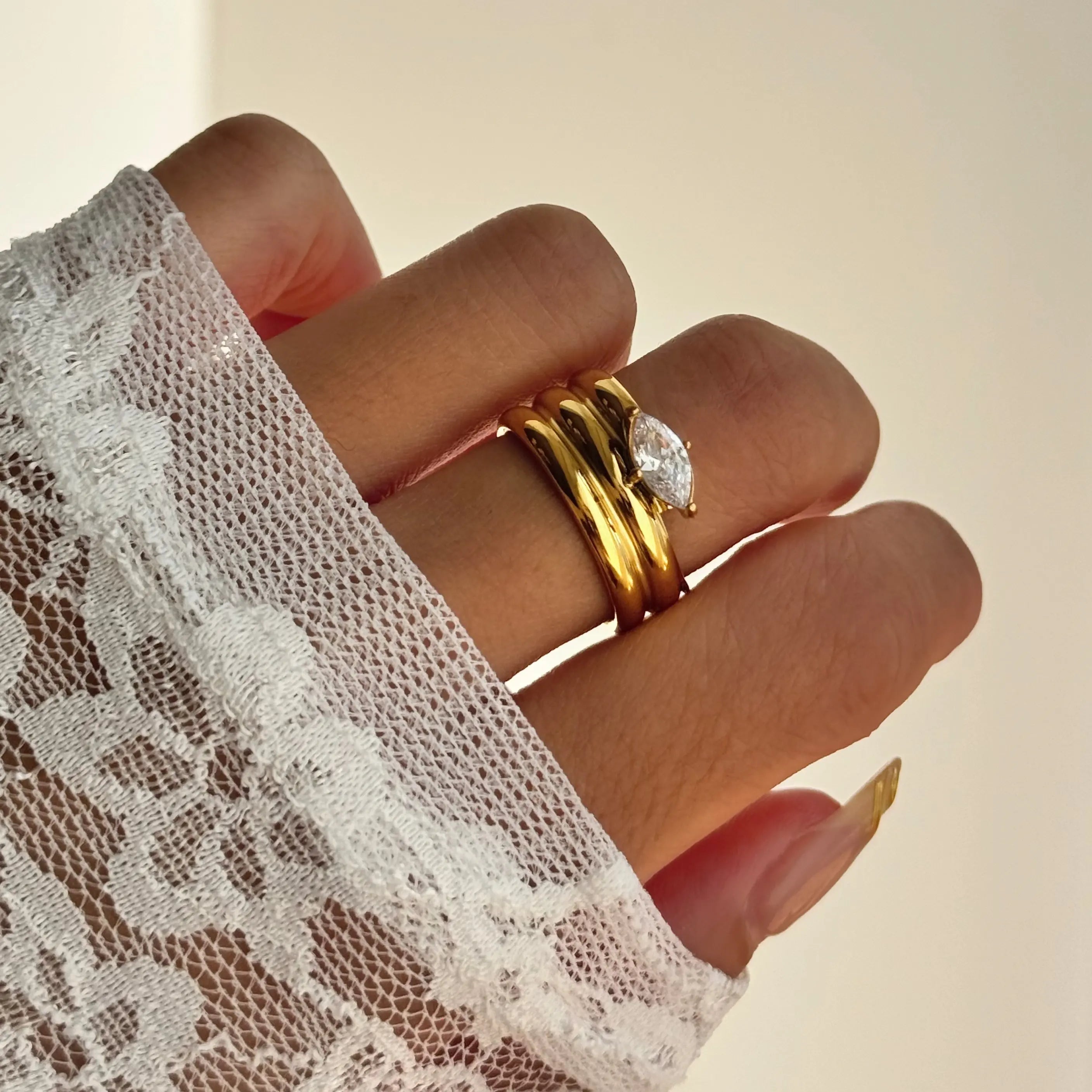 18KT Gold Plated Elena CZ Ring - Atulya Jewellers