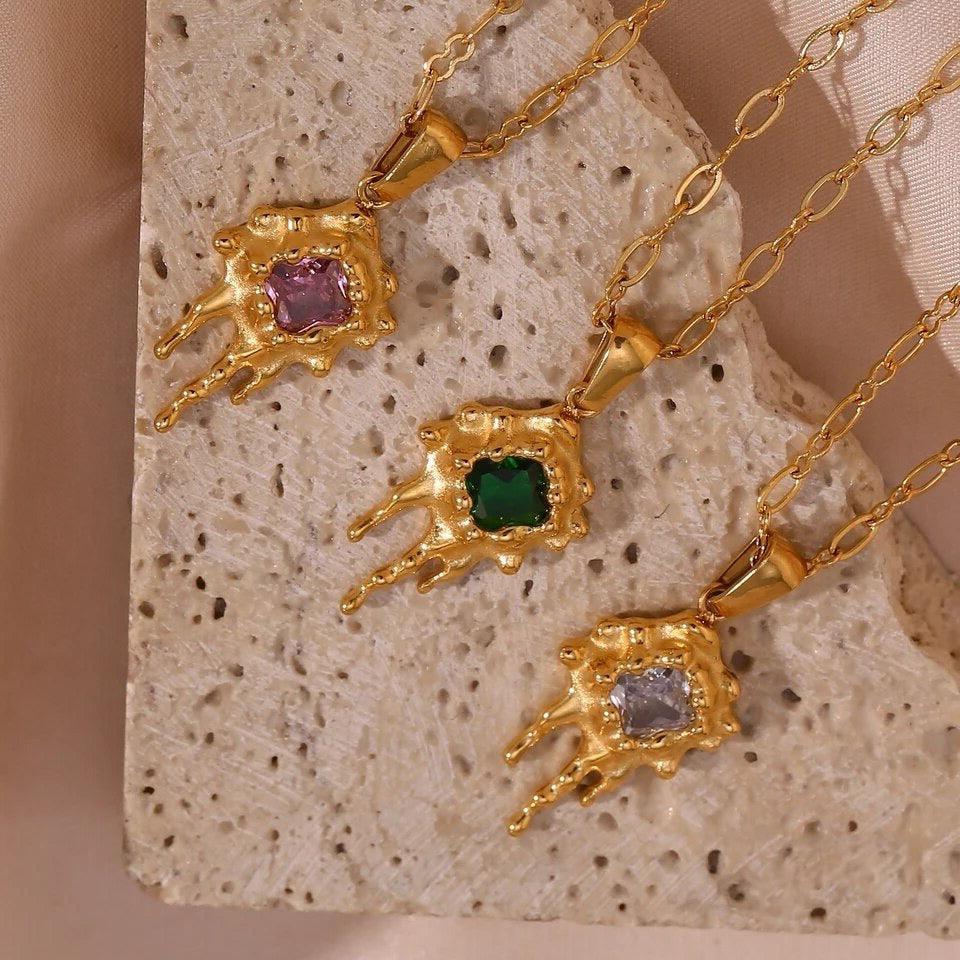 18KT Gold Plated Melting Necklace - Atulya Jewellers