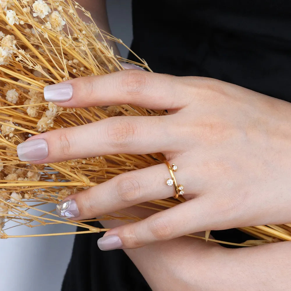 18KT Gold Plated Saylor CZ Ring - Atulya Jewellers