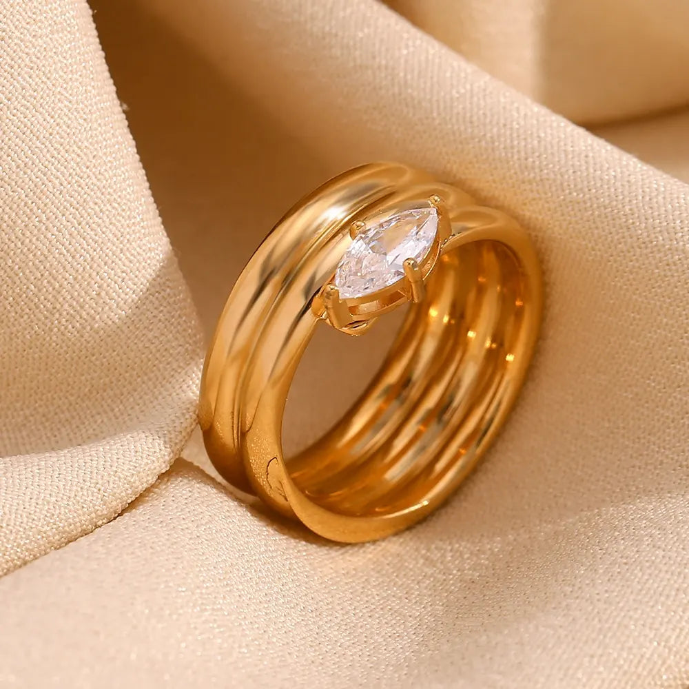 18KT Gold Plated Elena CZ Ring - Atulya Jewellers