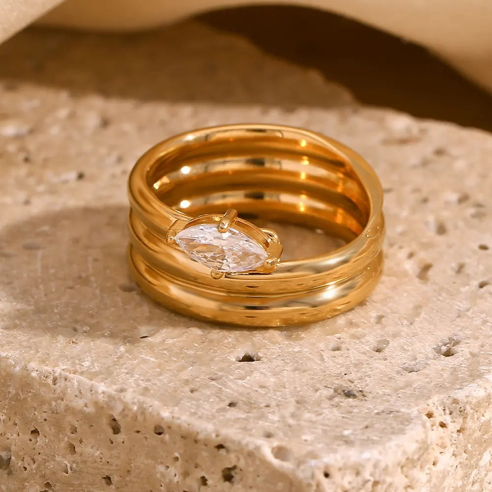 18KT Gold Plated Elena CZ Ring - Atulya Jewellers