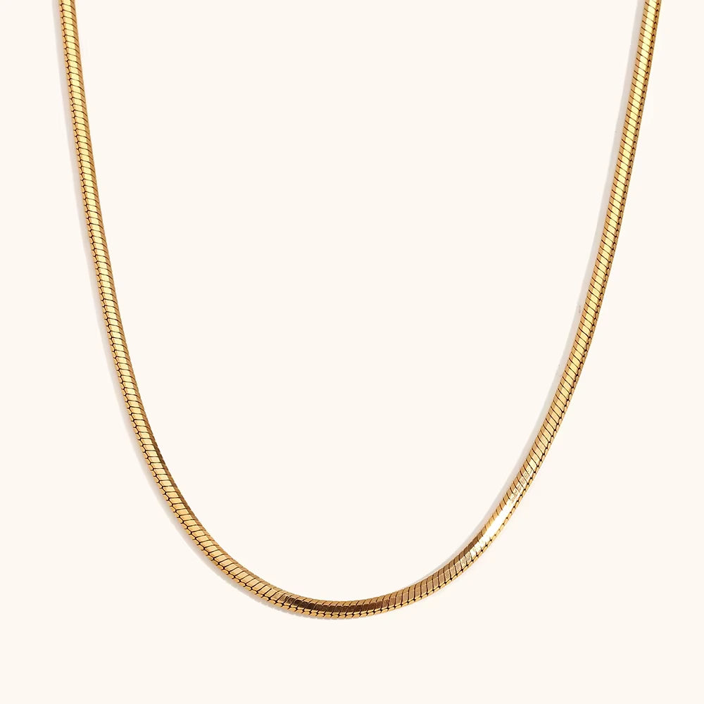 18KT Gold Plated Solid Snake Chain - Atulya Jewellers