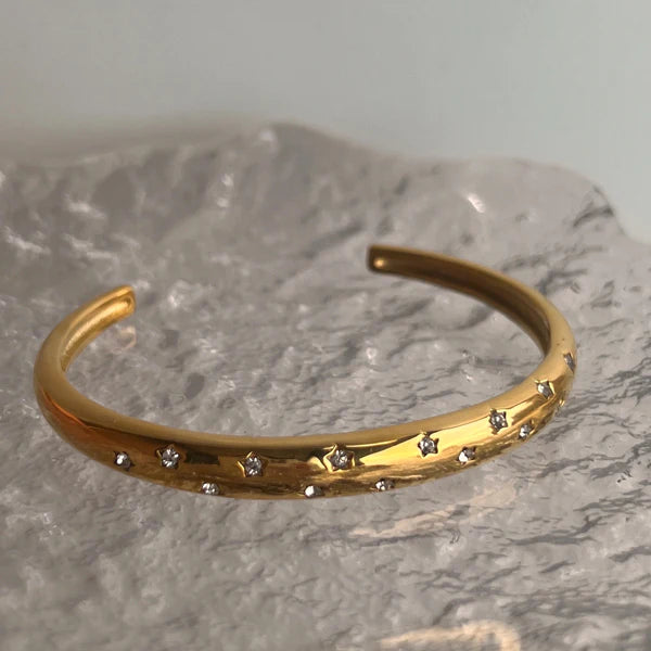18KT Gold Plated Starburst Cuff Bracelet - Atulya Jewellers