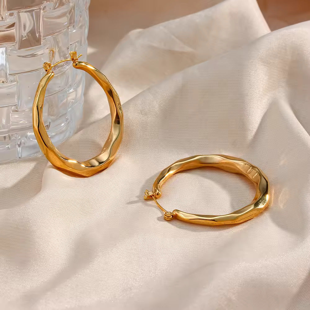 18KT Gold Plated Polly Hoop Earrings - Atulya Jewellers
