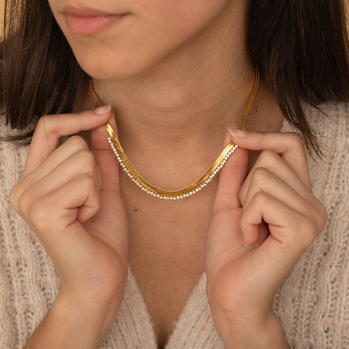 18KT Gold Plated Olivia Necklace - Atulya Jewellers