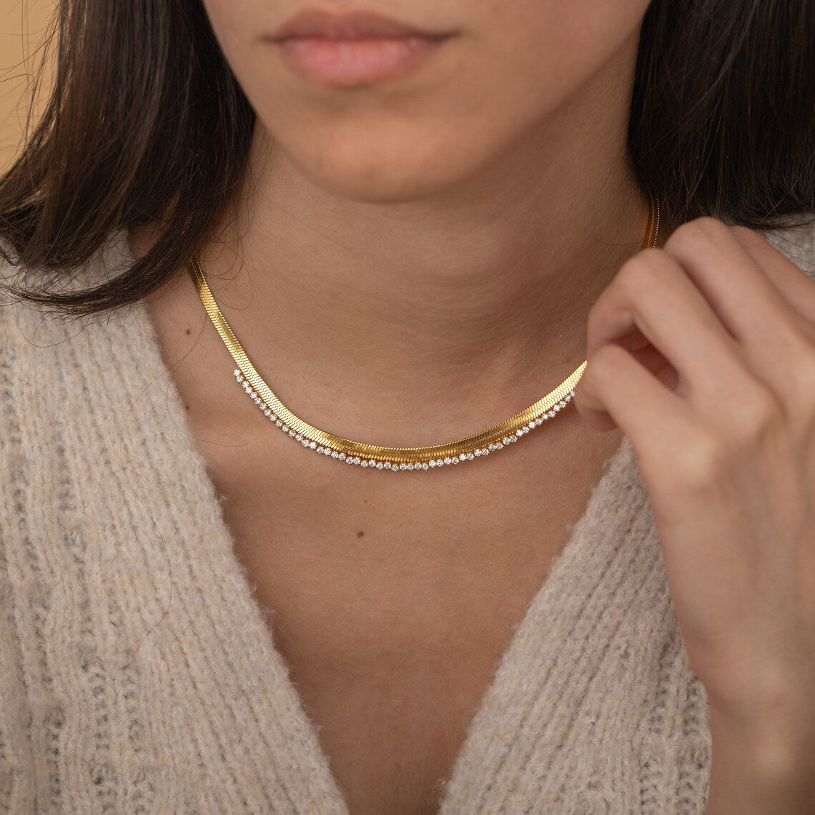 18KT Gold Plated Olivia Necklace - Atulya Jewellers