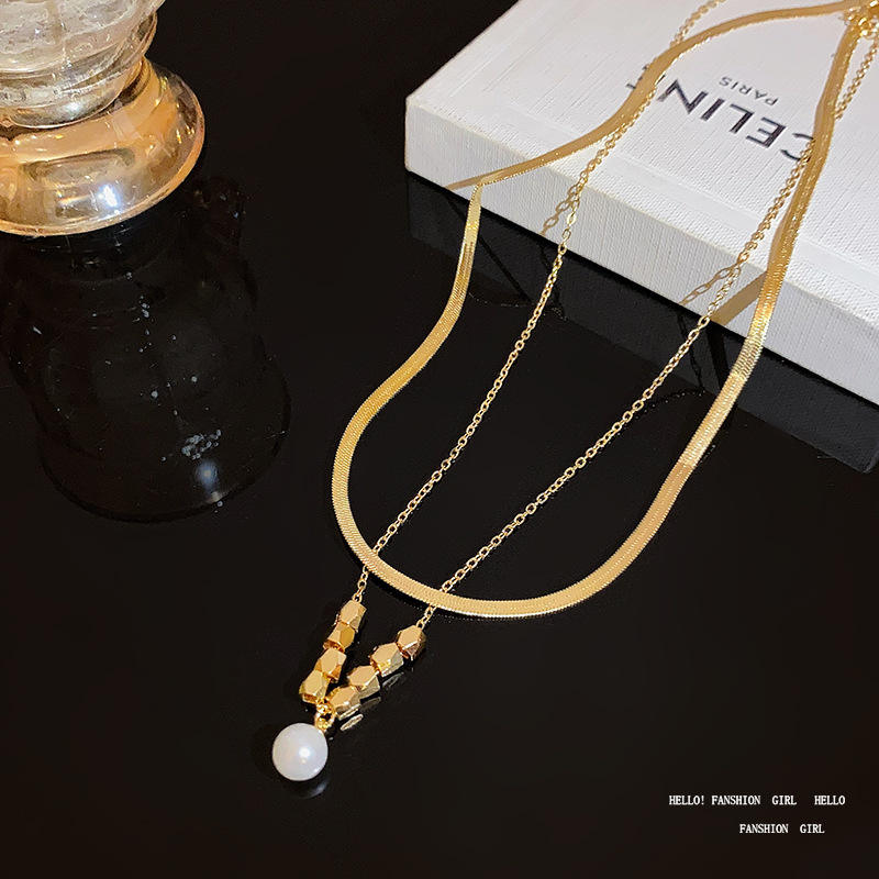 18KT Gold Plated Pearl Silk Layered Necklace - Atulya Jewellers