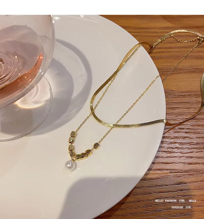 18KT Gold Plated Pearl Silk Layered Necklace - Atulya Jewellers