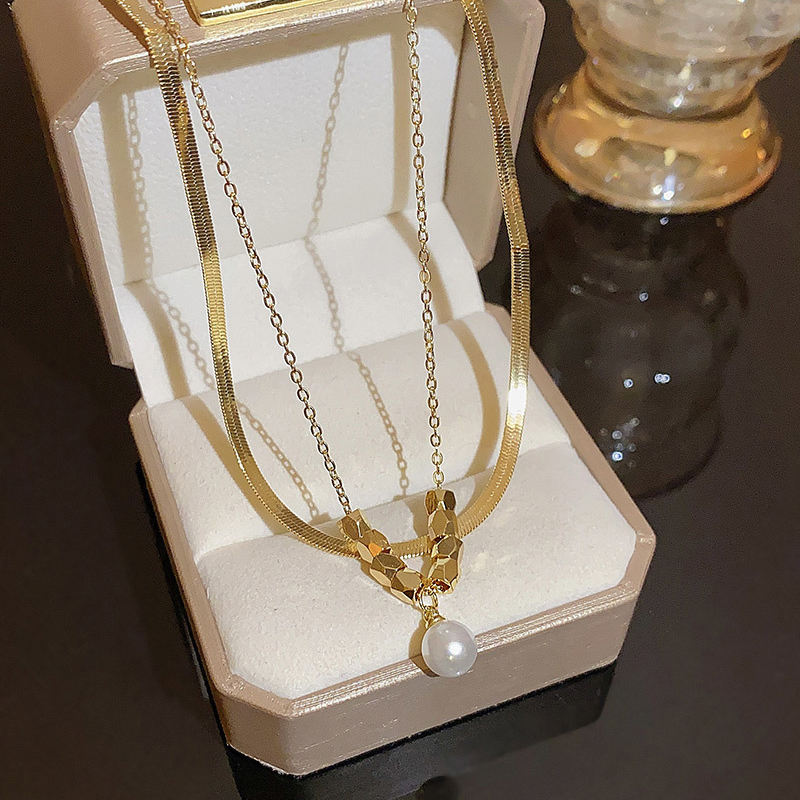 18KT Gold Plated Pearl Silk Layered Necklace - Atulya Jewellers