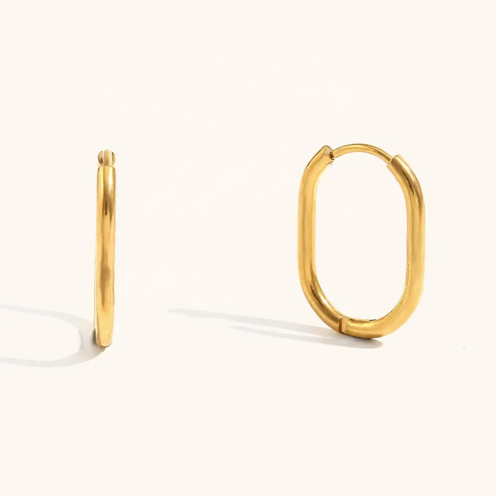 18KT Gold Plated Classic Oval Earrings - Atulya Jewellers