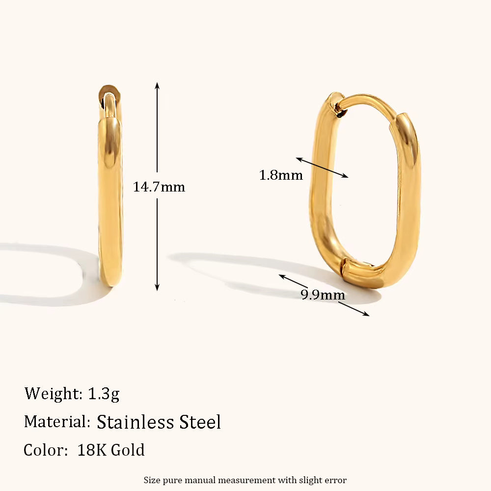 18KT Gold Plated Classic Oval Earrings 10mm - Atulya Jewellers