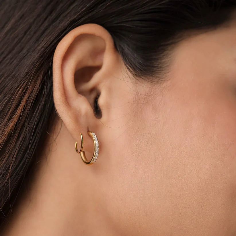 18KT Gold Plated Nora 2 in 1 CZ Huggies - Atulya Jewellers