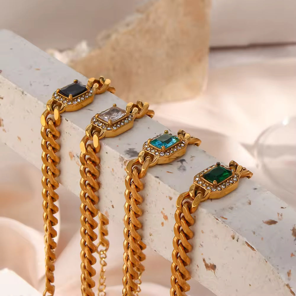 18KT Gold Plated Janet CZ Bracelet - Atulya Jewellers