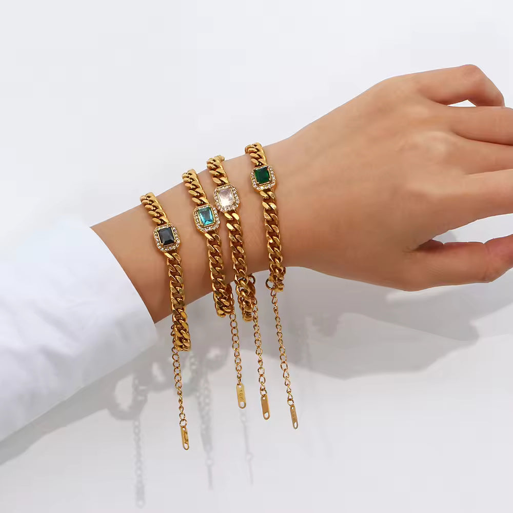 18KT Gold Plated Janet CZ Bracelet - Atulya Jewellers