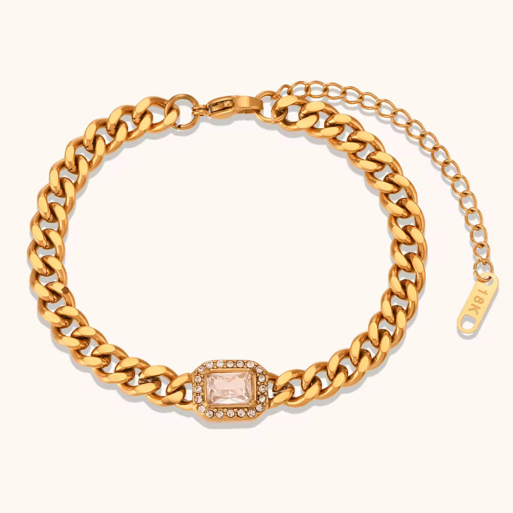 18KT Gold Plated Janet CZ Bracelet White - Atulya Jewellers