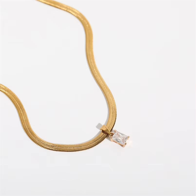 18KT Gold Plated Silk Rhinestone Necklace White - Atulya Jewellers