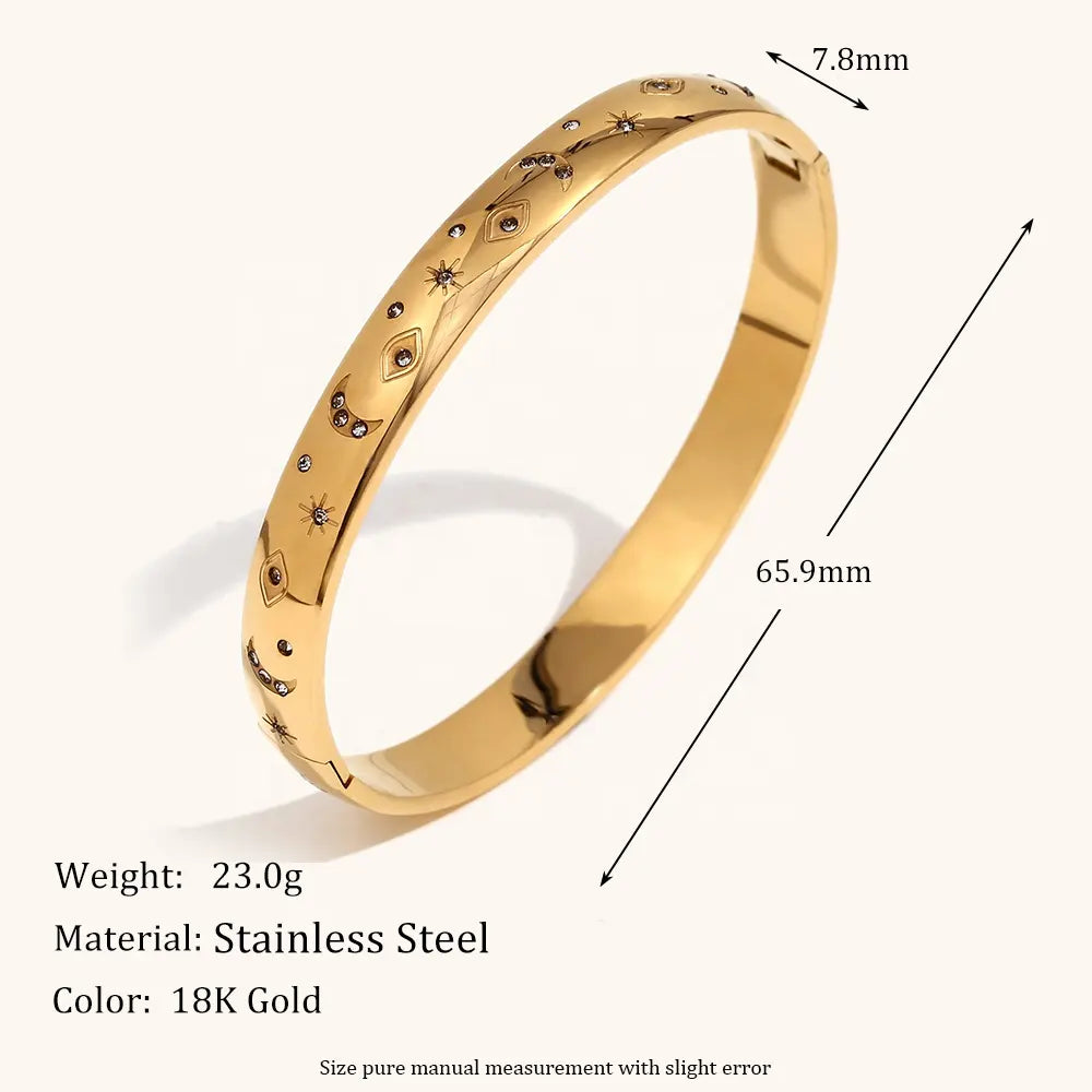 18KT Gold Plated Luna Starburst Bangle - Atulya Jewellers
