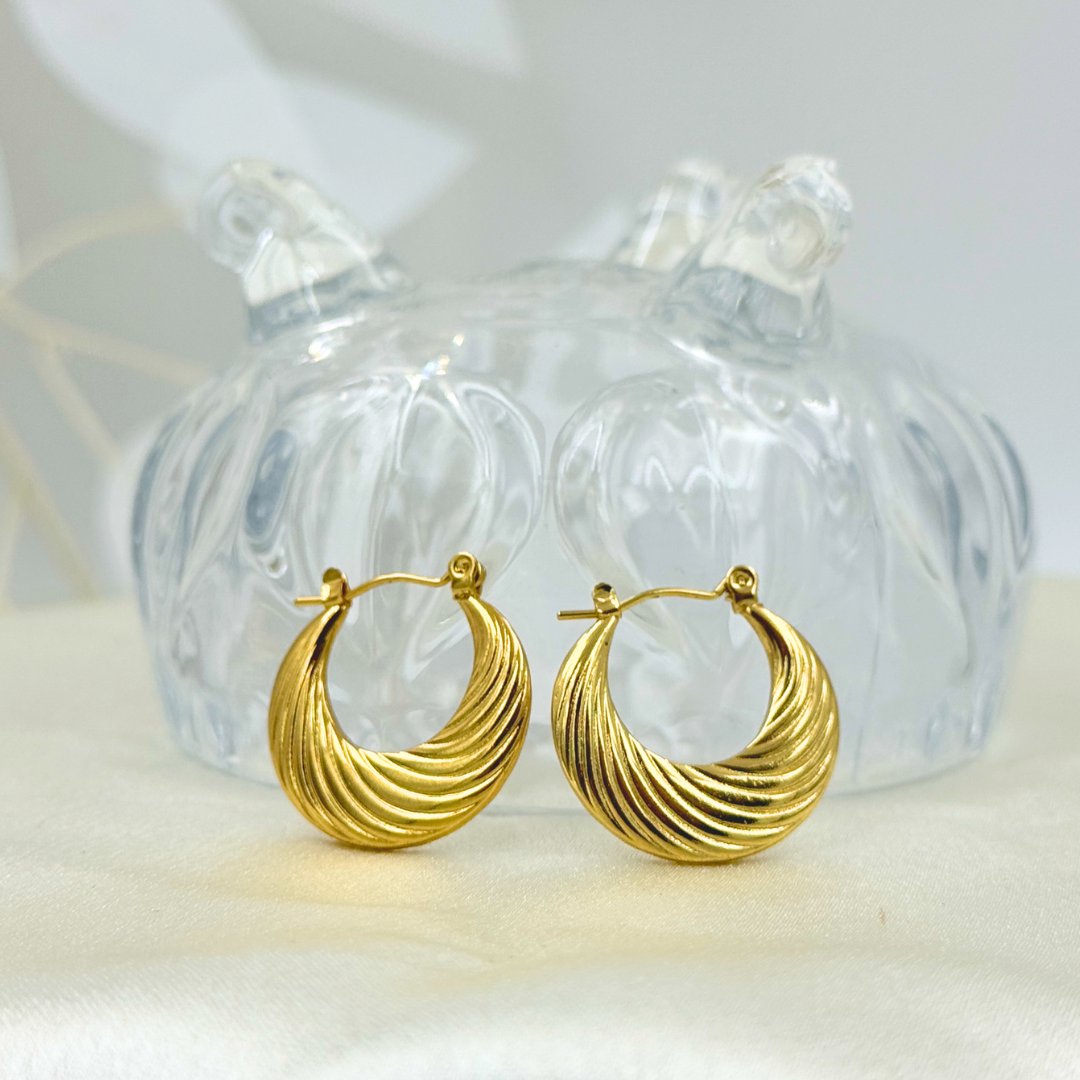 18KT Gold Plated Swirl Hoops - Atulya Jewellers
