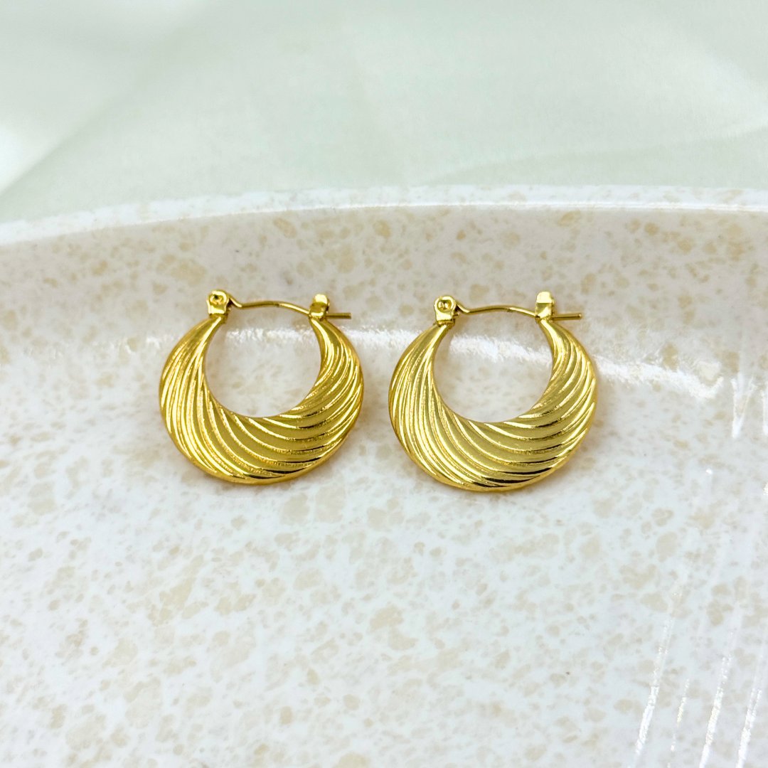 18KT Gold Plated Swirl Hoops - Atulya Jewellers