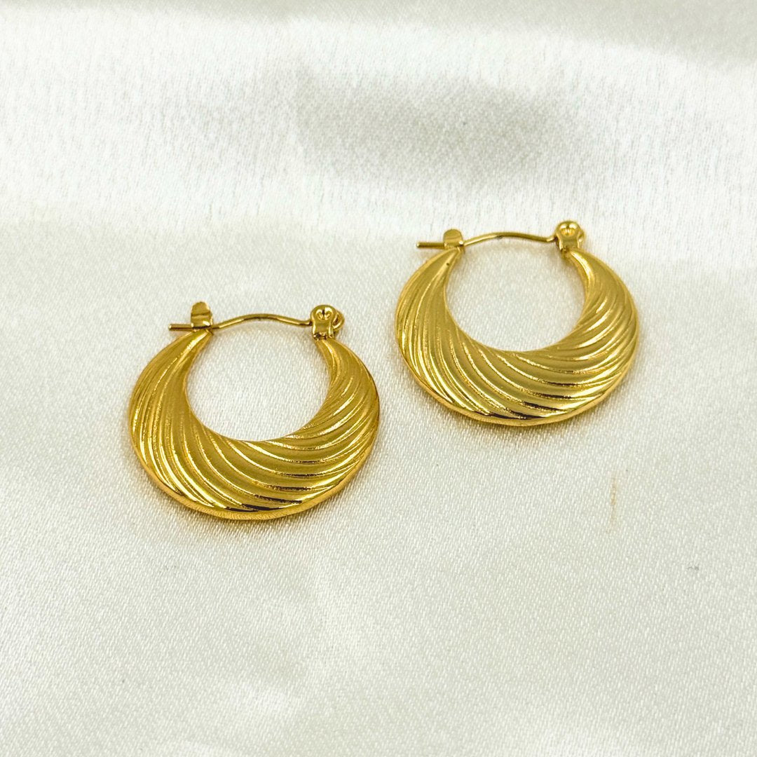 18KT Gold Plated Swirl Hoops - Atulya Jewellers
