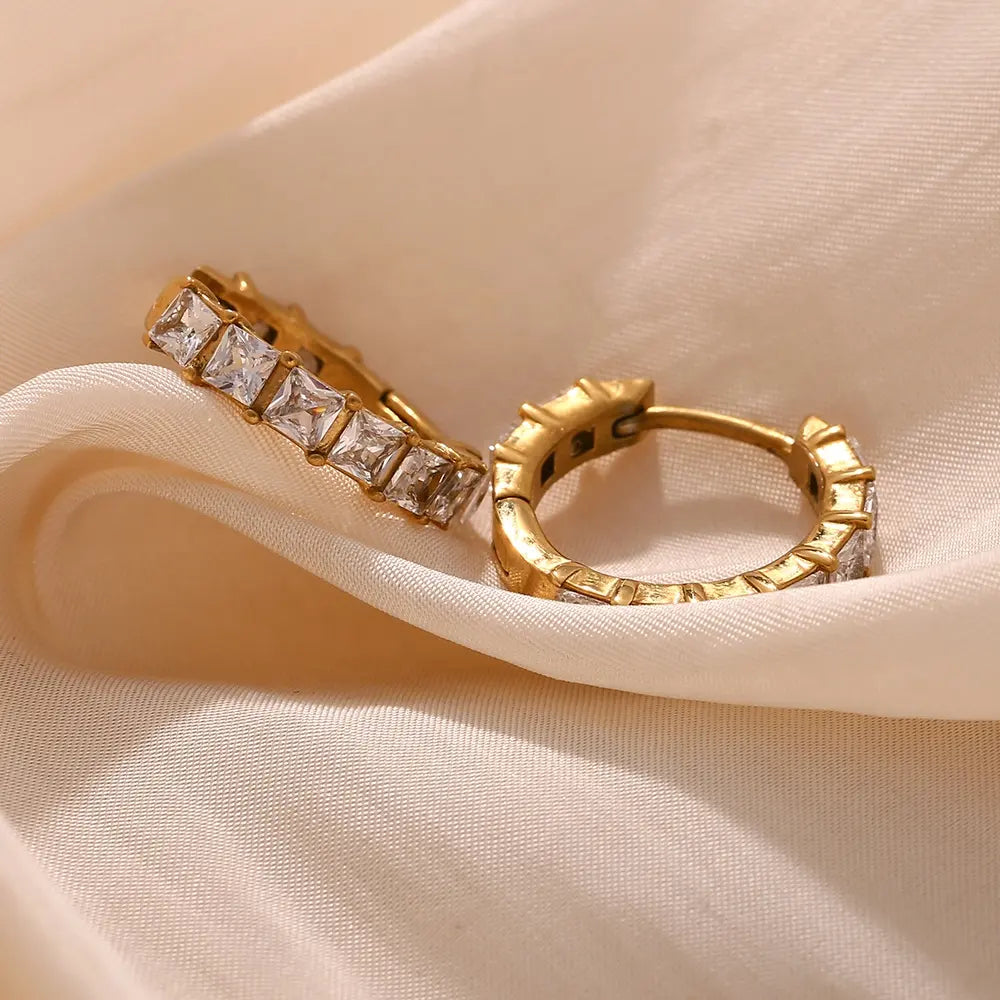 18KT Gold Plated Emma CZ Huggies - Atulya Jewellers