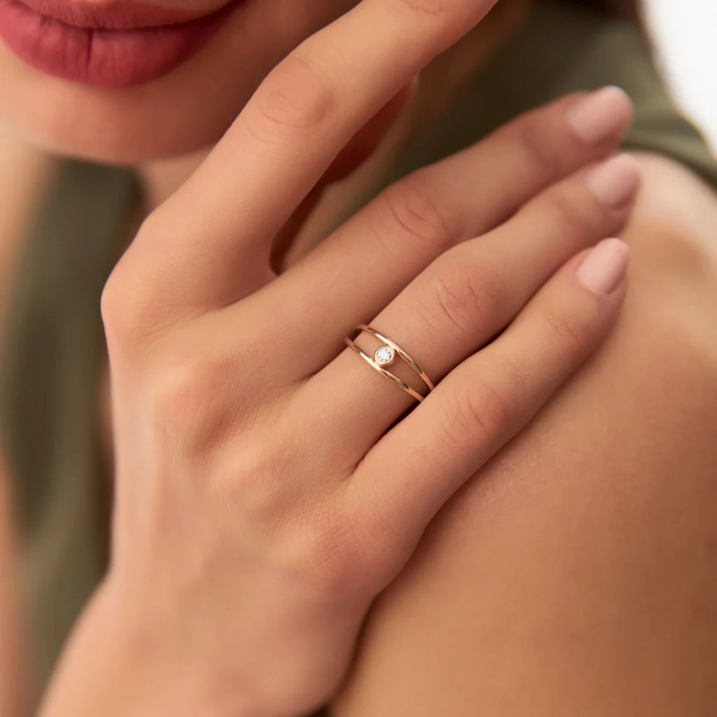 18KT Gold Plated Eleanor CZ Ring - Atulya Jewellers