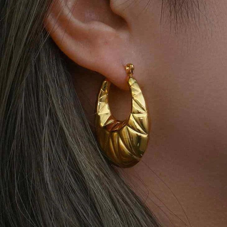 18KT Gold Plated Ava Hoop Earrings - Atulya Jewellers