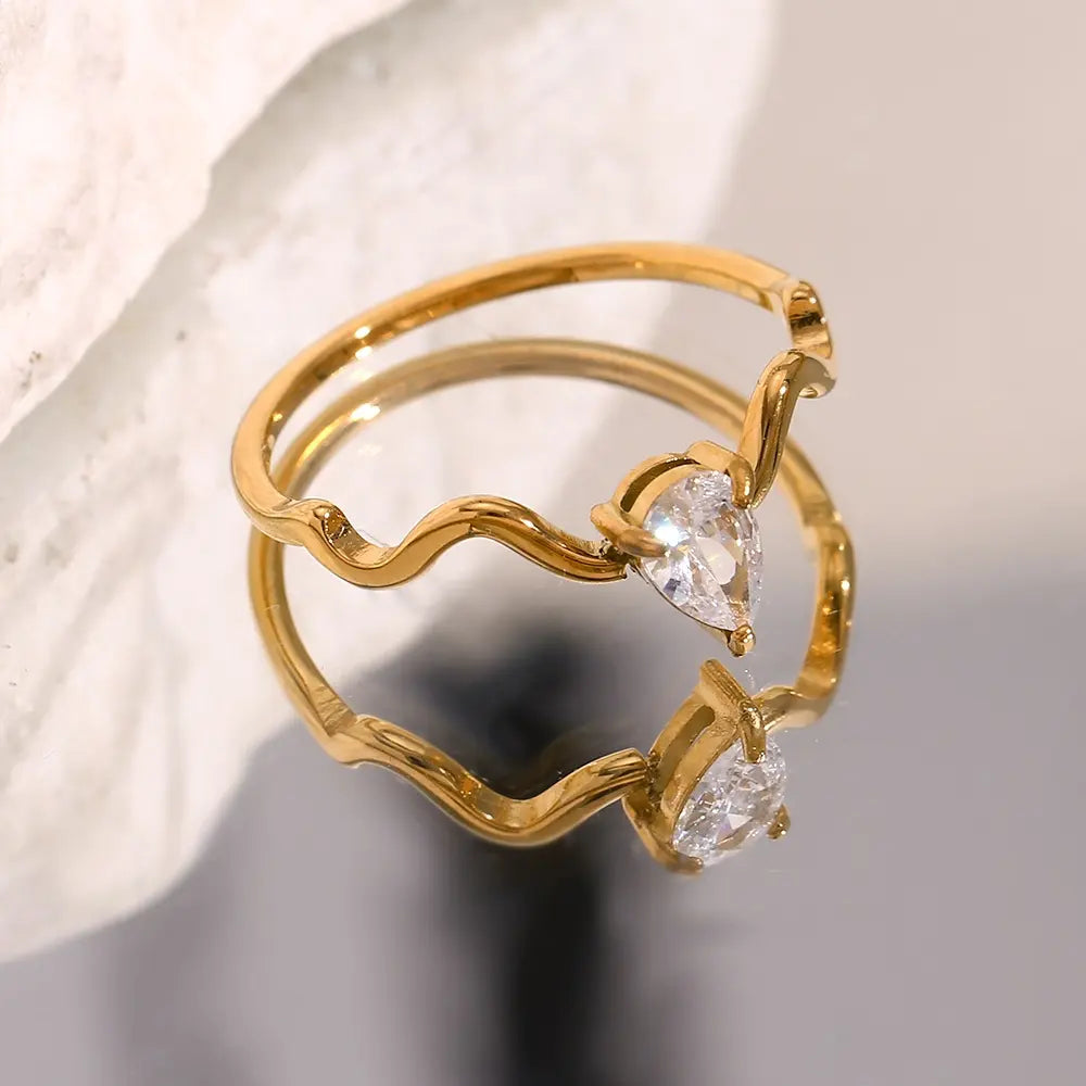 18KT Gold Plated Rhea CZ Ring - Atulya Jewellers
