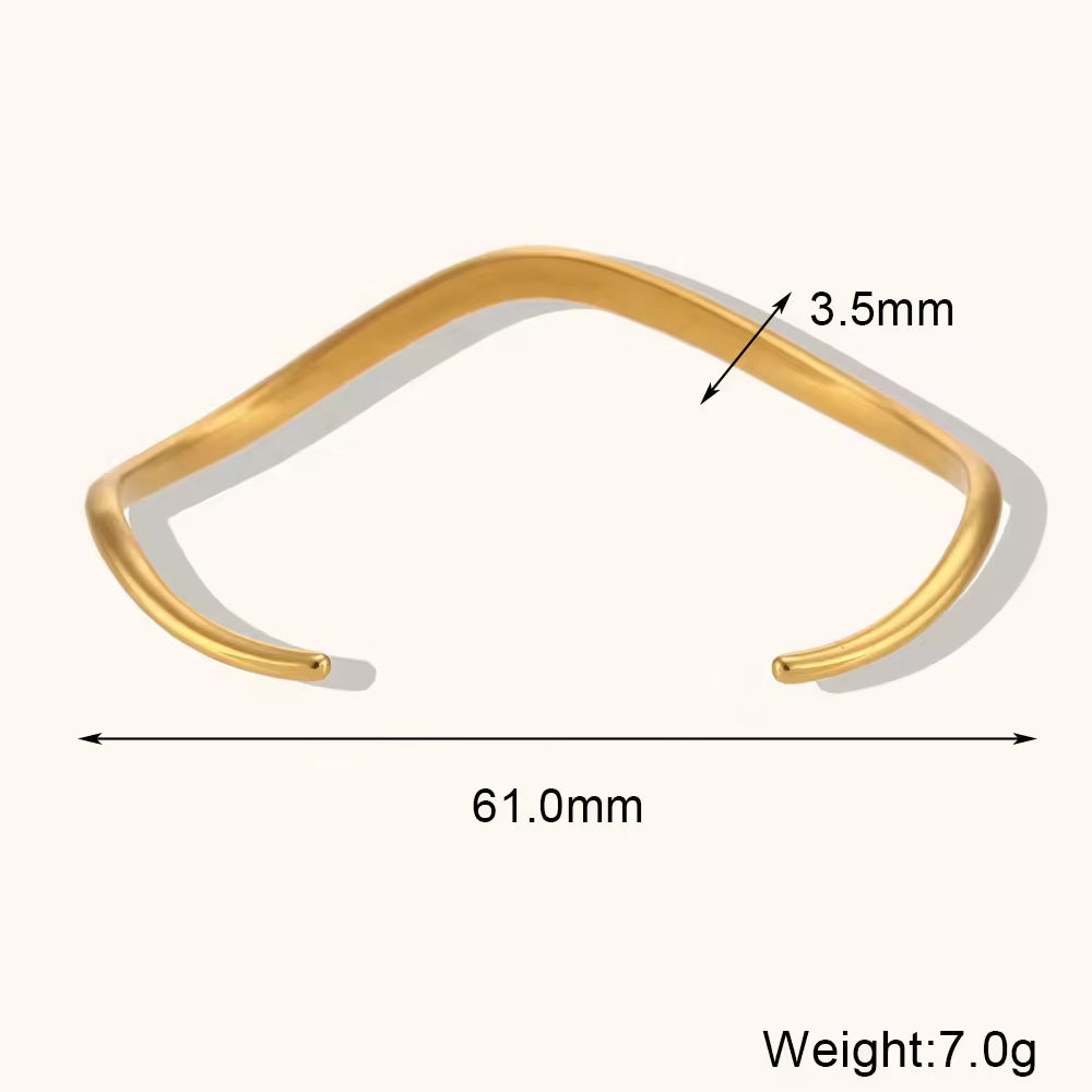 18KT Gold Plated Wave Cuff Bracelet - Atulya Jewellers