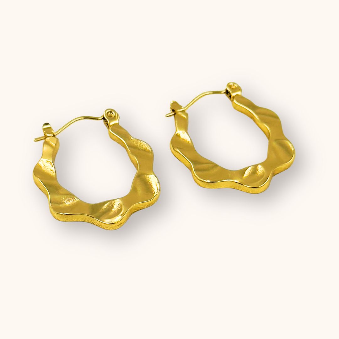 18KT Gold Plated Wave Hoops - Main Image