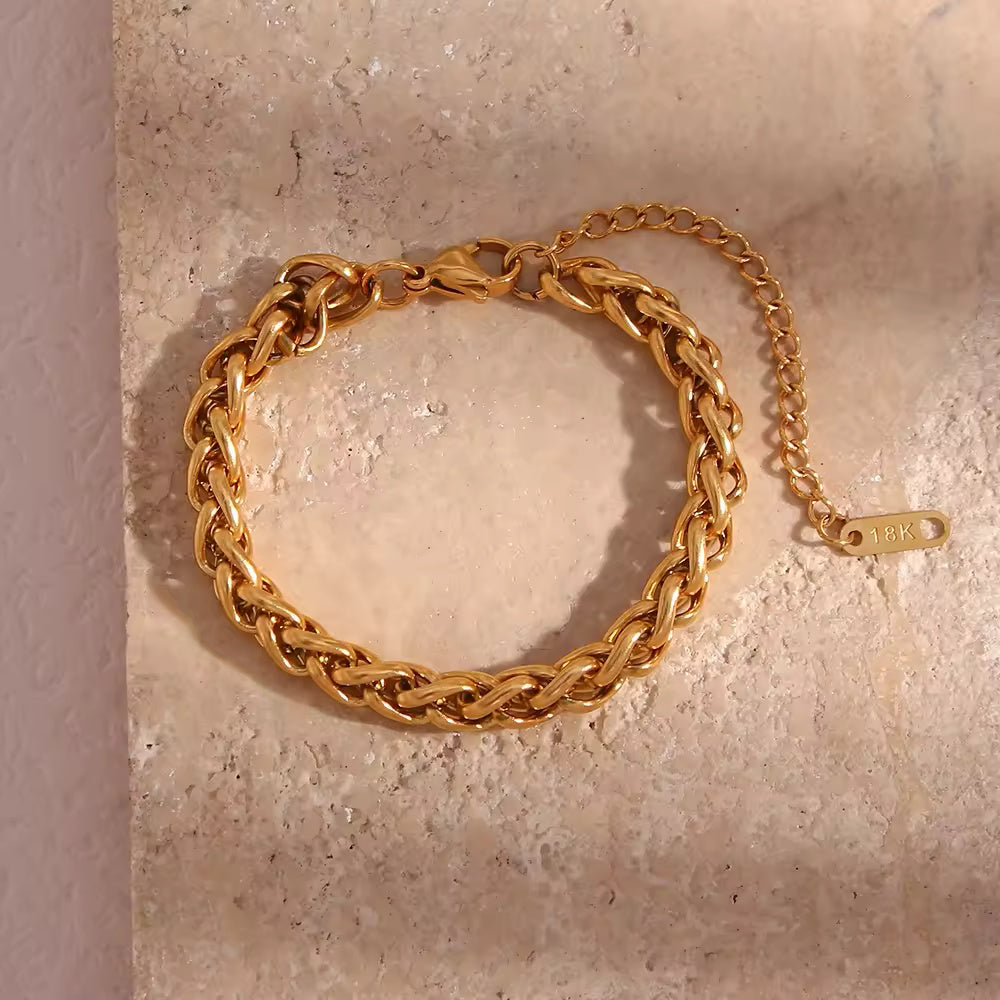 18KT Gold Plated Wheat Chain Bracelet - Atulya Jewellers