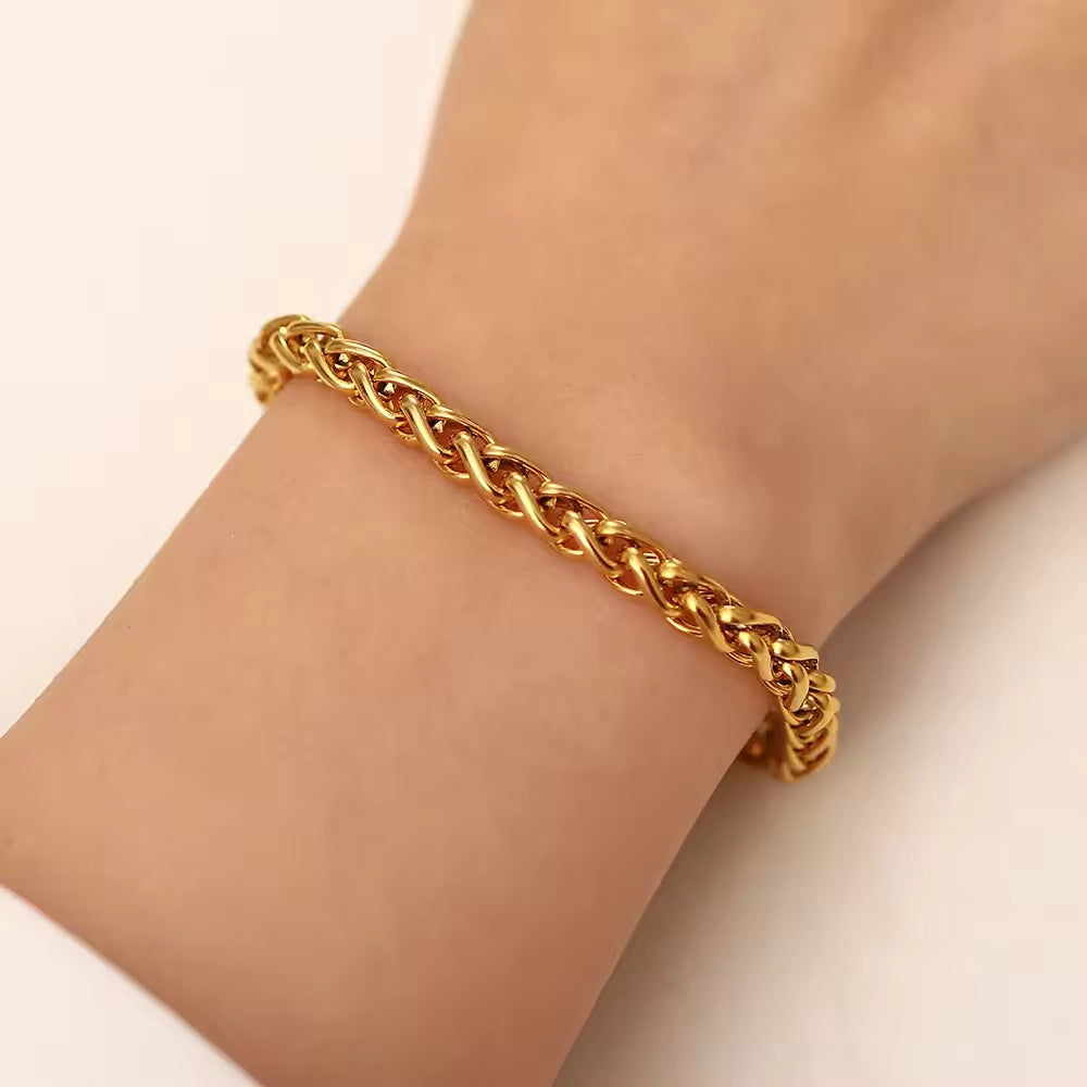 18KT Gold Plated Wheat Chain Bracelet - Atulya Jewellers