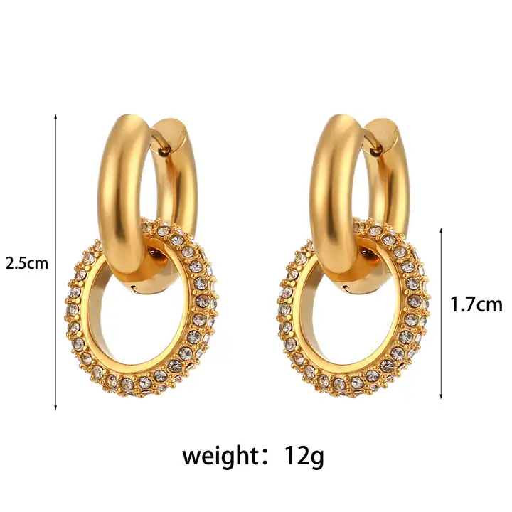 18KT Gold Plated Maria CZ Hoop Earrings - Atulya Jewellers