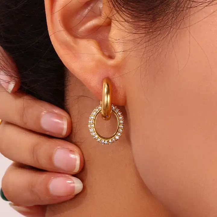 18KT Gold Plated Maria CZ Hoop Earrings - Atulya Jewellers