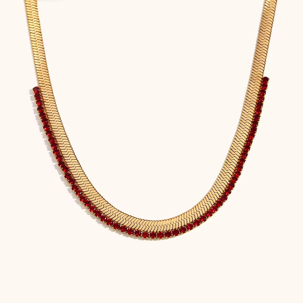 18KT Gold Plated Olivia Necklace Red - Atulya Jewellers