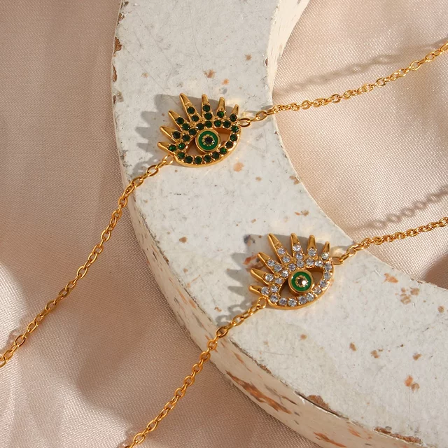 18KT Gold Plated Evil Eye CZ Bracelet - Atulya Jewellers