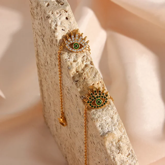 18KT Gold Plated Evil Eye CZ Bracelet - Atulya Jewellers