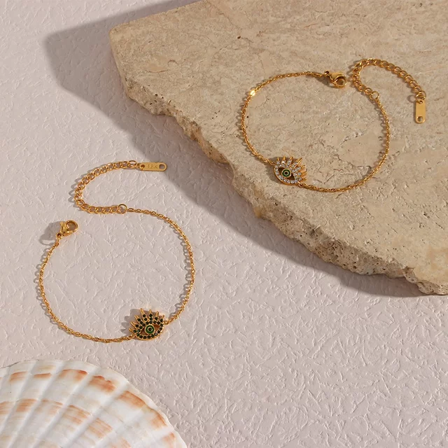 18KT Gold Plated Evil Eye CZ Bracelet - Atulya Jewellers