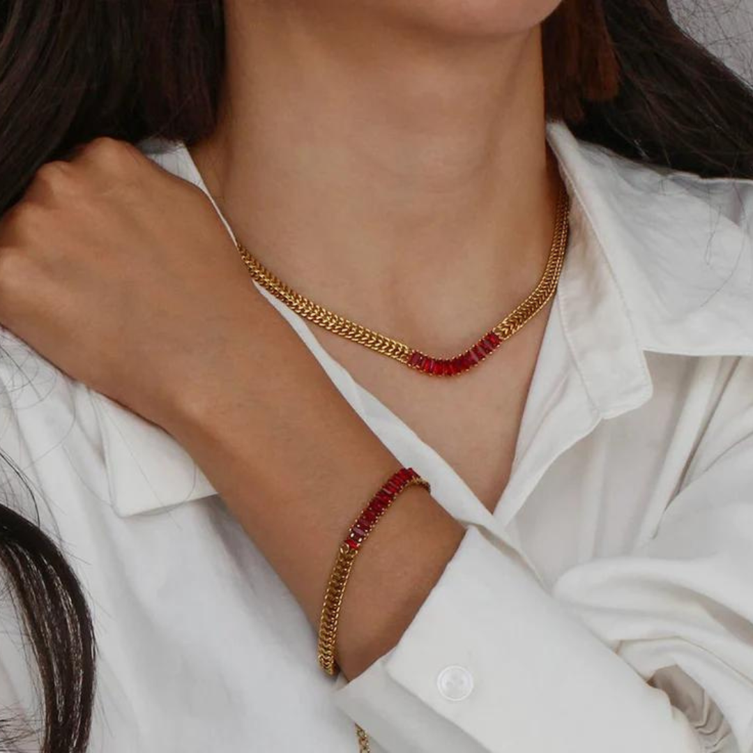 18KT Gold Plated Sheen CZ Necklace - Atulya Jewellers