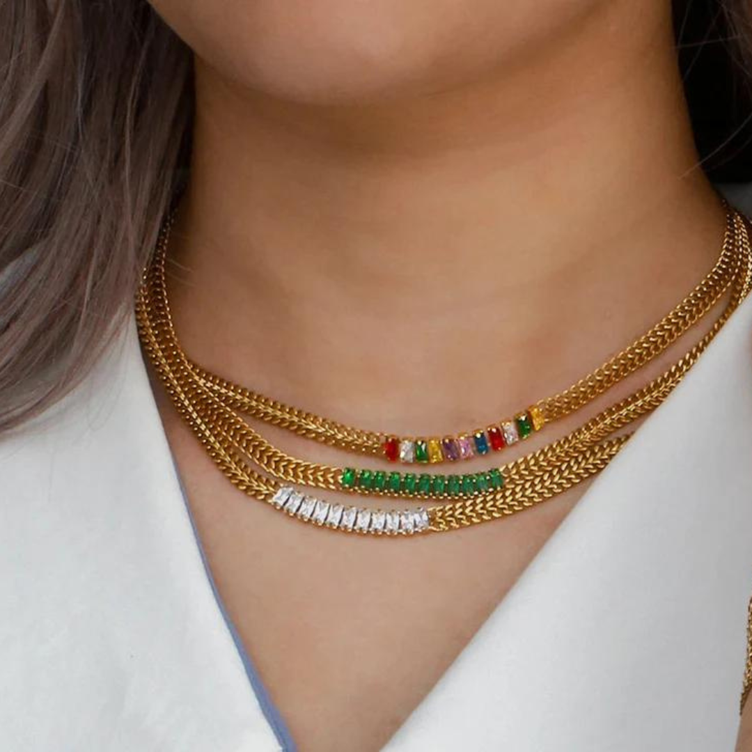 18KT Gold Plated Sheen CZ Necklace - Atulya Jewellers