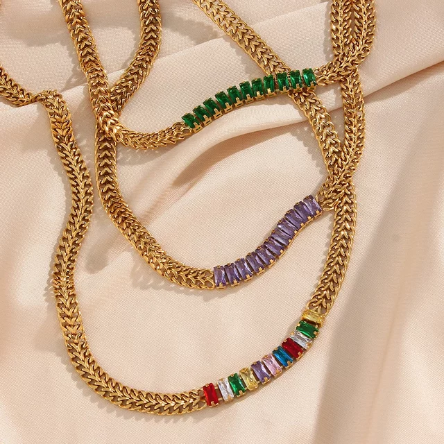 18KT Gold Plated Sheen CZ Necklace - Atulya Jewellers