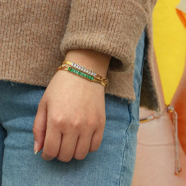 18KT Gold Plated Zoey CZ Bracelet - Atulya Jewellers