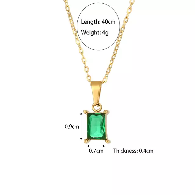 18KT Gold Plated Rectangle Rhinestone Necklace - Atulya Jewellers