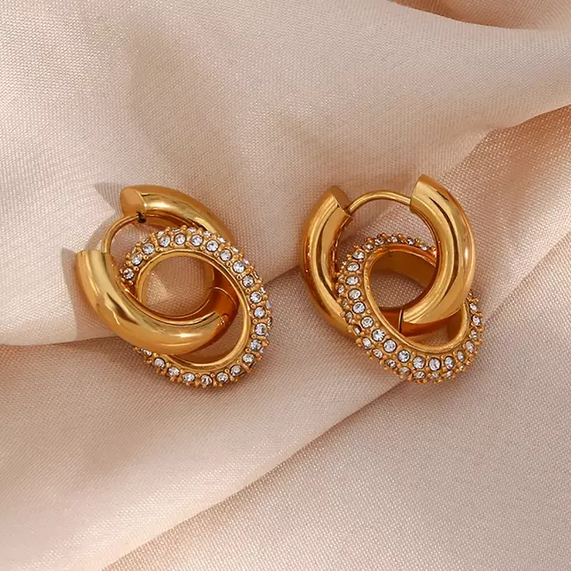 18KT Gold Plated Maria CZ Hoop Earrings - Atulya Jewellers