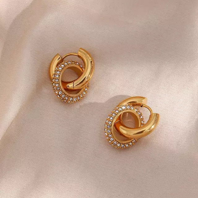 18KT Gold Plated Maria CZ Hoop Earrings - Atulya Jewellers
